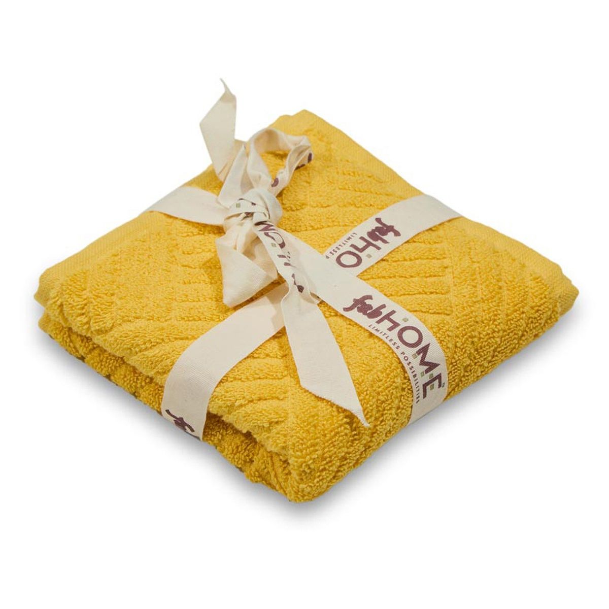 Fabindia Yellow Cotton Woven Face Towel | Set Of 2