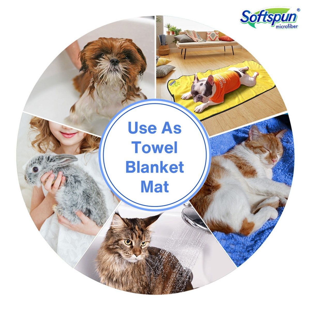 Softspun Microfiber Pet Towel (Medium, 380 GSM, 60x120cm, 1pc, Brown)
