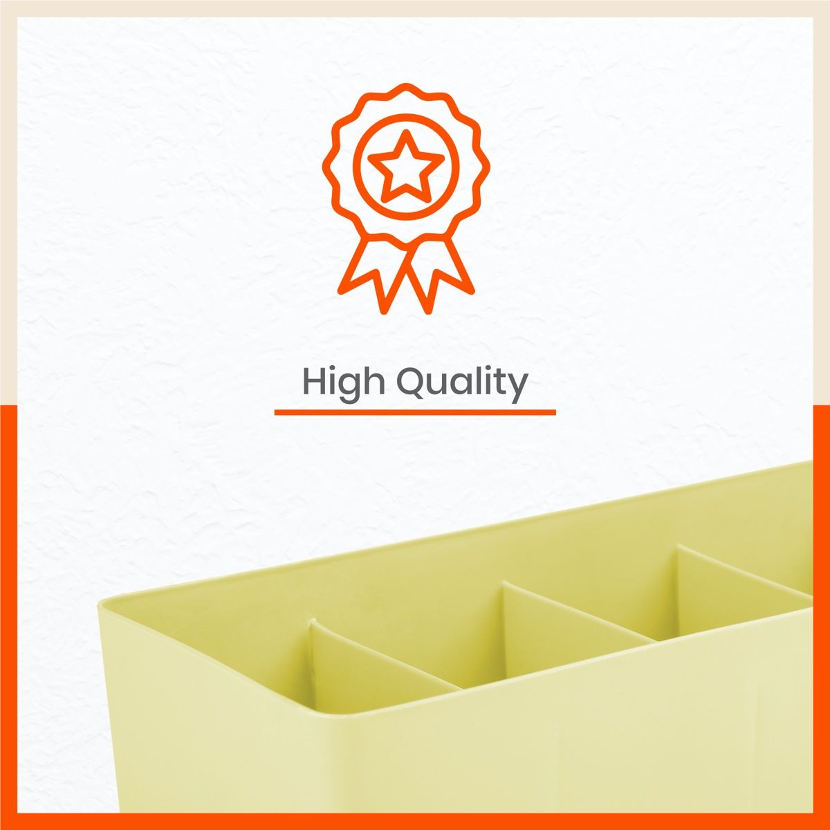 Bathla Set of 3 Drawer Organiser - Multi-purpose, Stackable, 5 Grids - DORI | Lemon