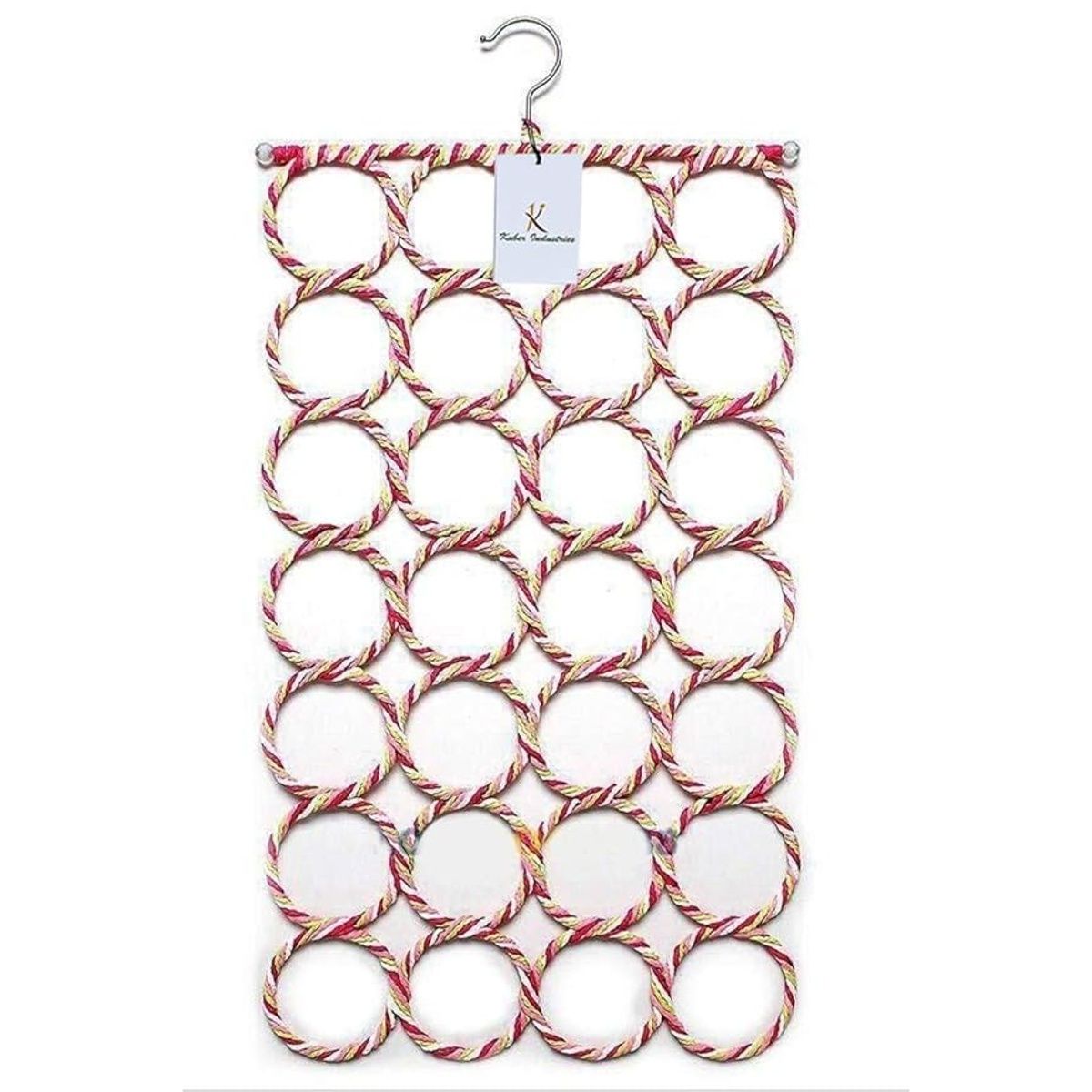 Kuber Industries Single 28 Rings Folding Rope Hanger | Scarf & Belts | KI19590 | Random Color