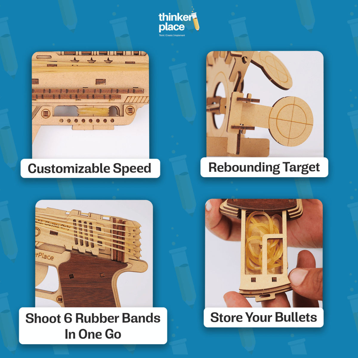 ThinkerPlace DIY Blaster Gun & Target | Build, Color & Play with Working Blaster Gun (Age 8+)
