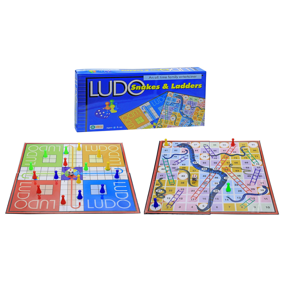 Ekta Ludo, Snakes & Ladders Board Game, Family Game, Party & Fun Game