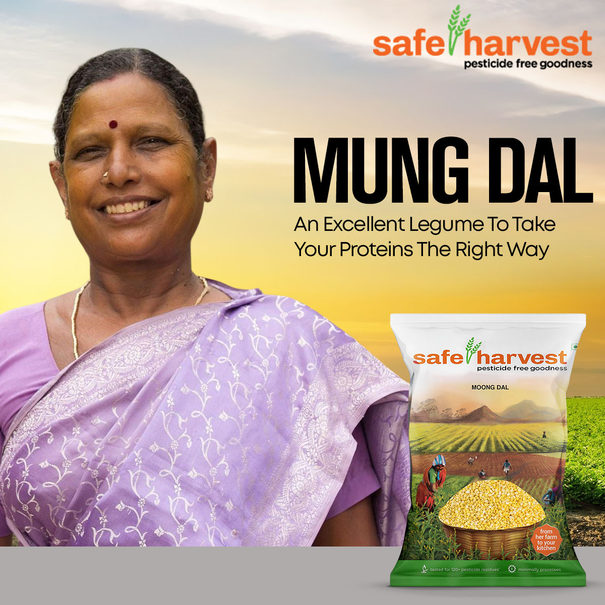 Safe Harvest Pesticide-Free Goodness Mung Dal | Natural and Delicious | No Artificial Flavors
