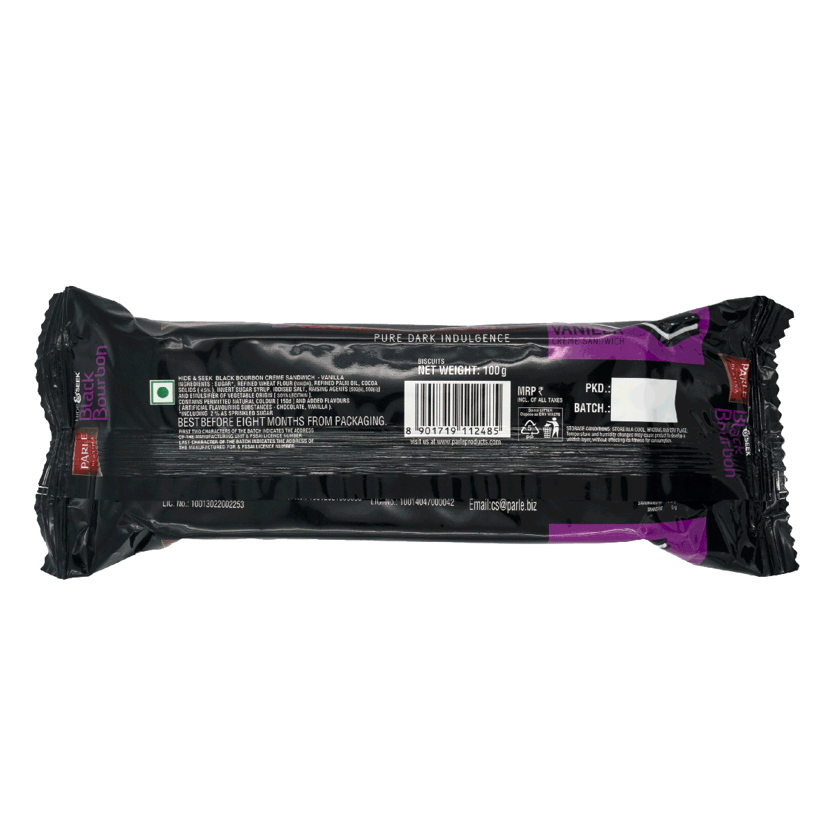 Parle Hide & Seek - Black Bourbon Vanilla Cream Biscuits | Artificial Colour-free