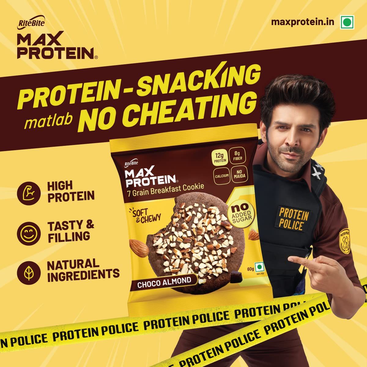 RiteBite Max Protein Sugar Free Choco Almond Cookies 60 g Combo