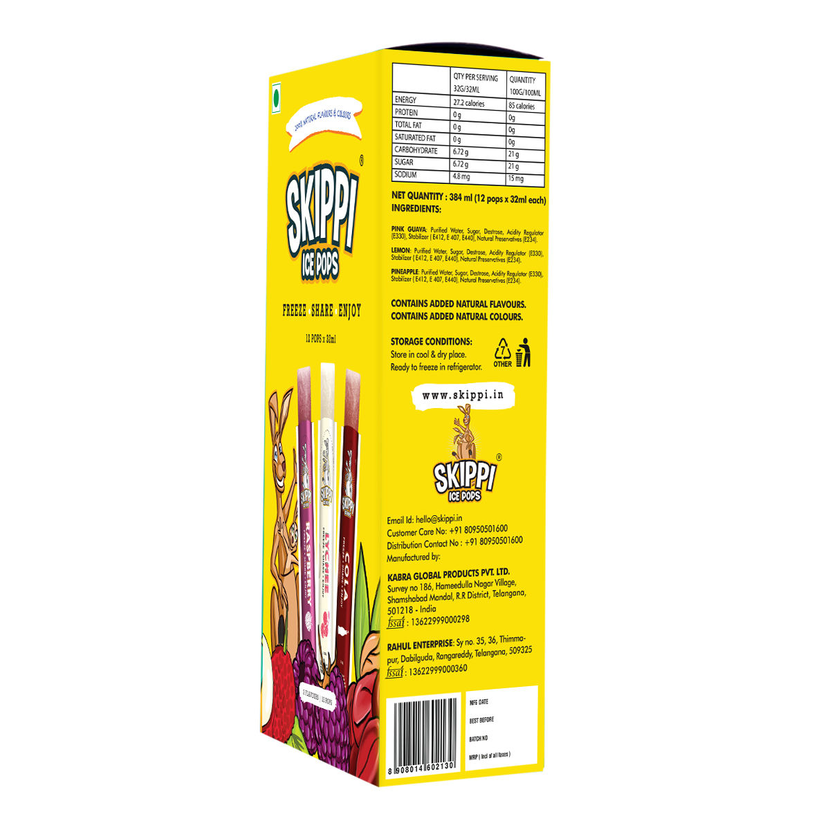 Skippi Icepops Natural Ice Popsicles | Lychee, Raspberry and Cola