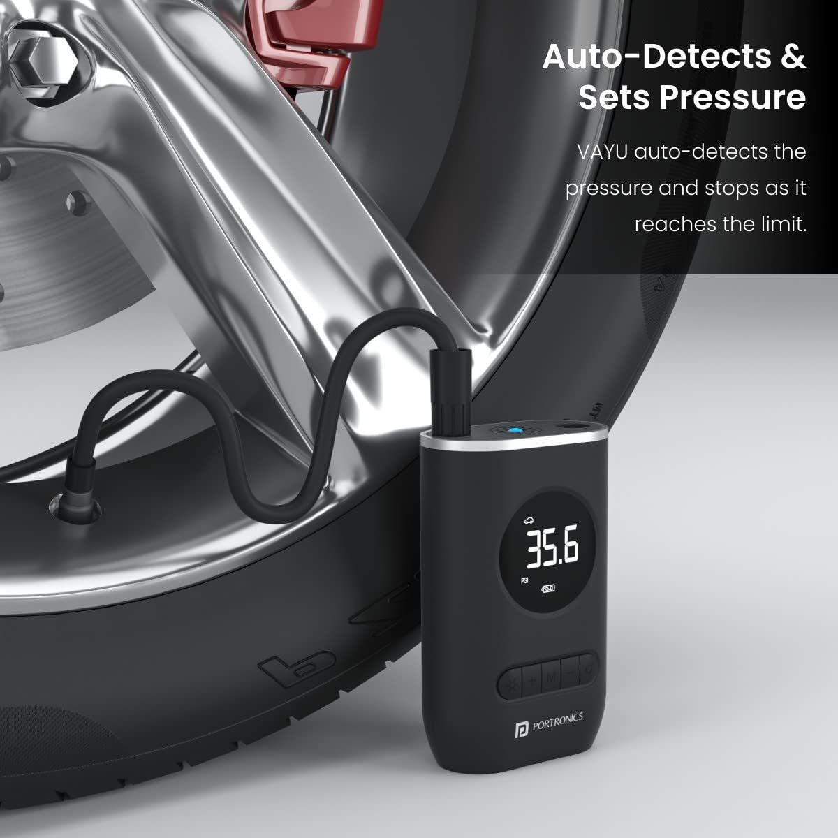 Portronics Tyre Inflator - Digital Display | 4000 Mah
