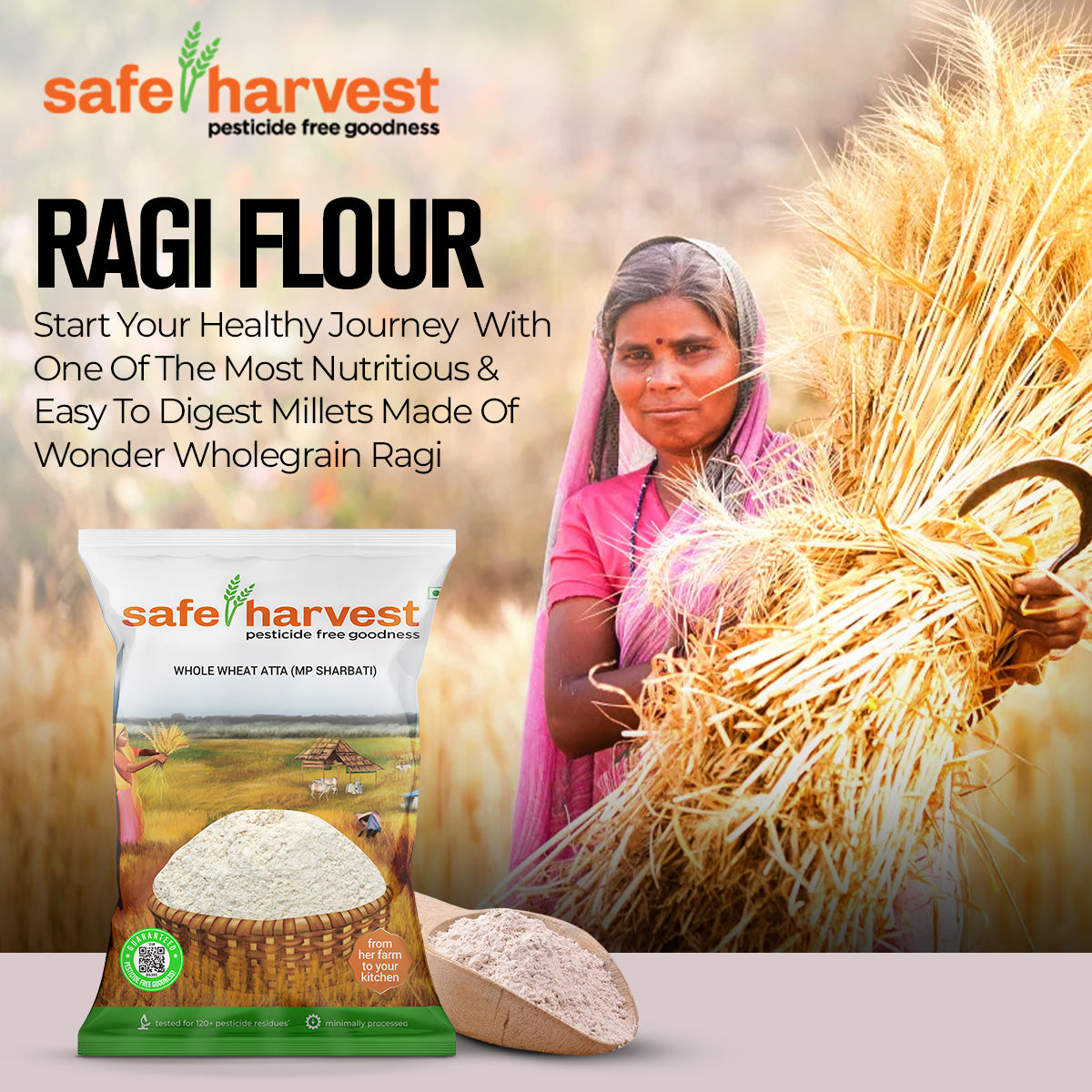 Safe Harvest Pesticide-Free Ragi Flour
