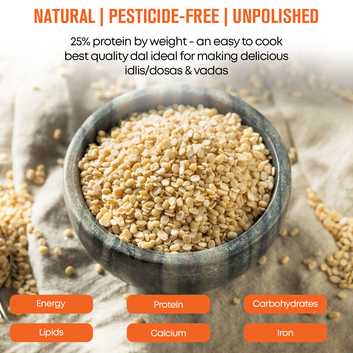 Safe Harvest Pesticide-Free Unpolished Urad Dal | Pure and Natural