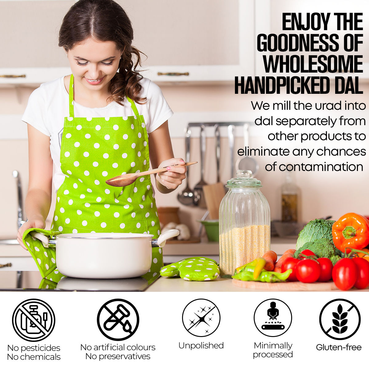 Safe Harvest Pesticide-Free Unpolished Urad Dal | Pure and Natural