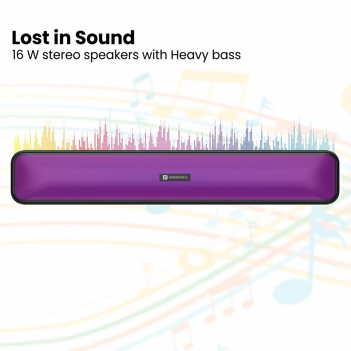 Portronics Radian (POR 1680) 16W Stereo Soundbar Speaker - RGB Lights