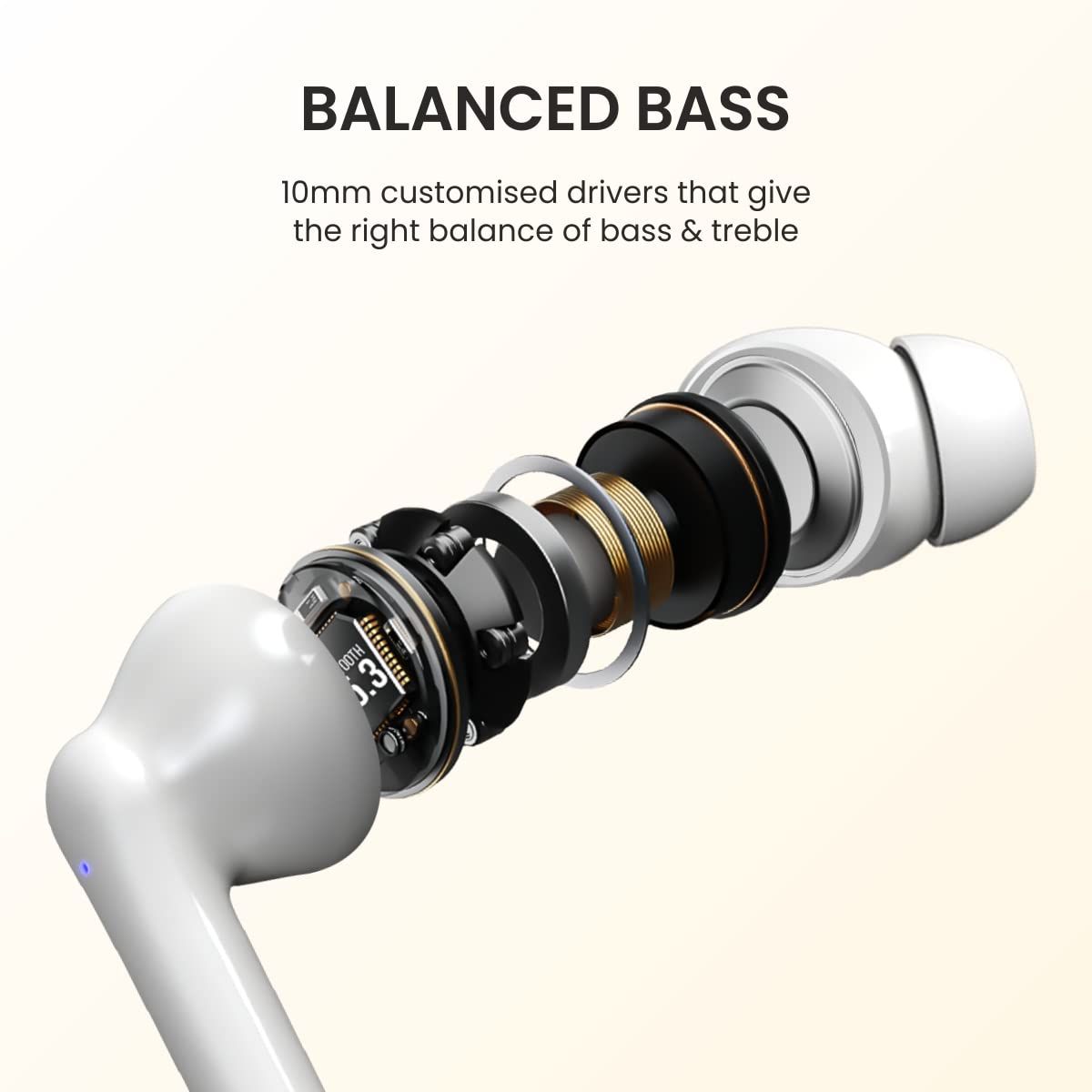 Portronics Harmonics Twins S6 TWS Earbuds - White | With 50Hrs Playtime | Auto ENC | Ipx4 | Fast Charge