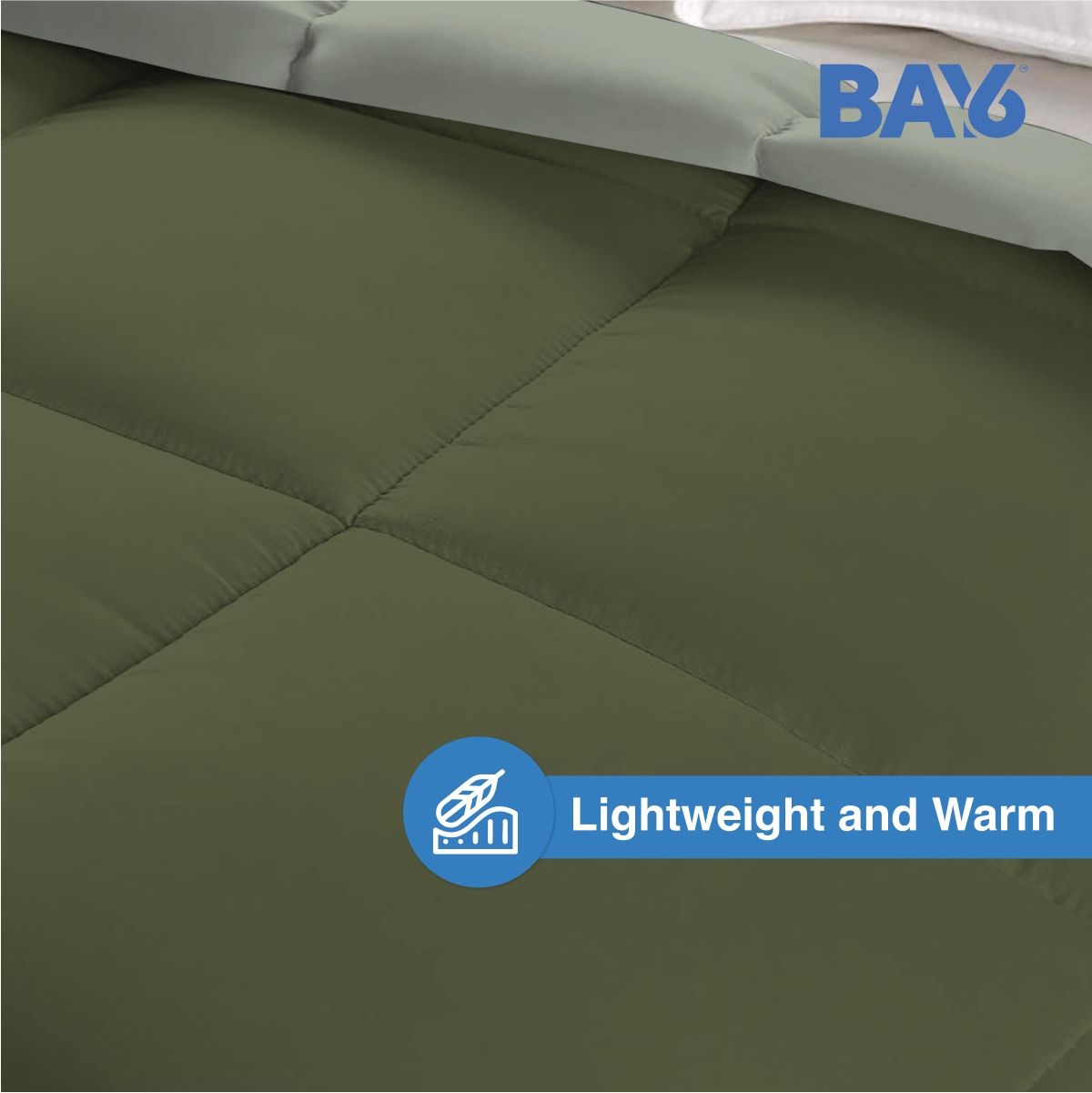 BAY6 Microfibre Solid Colour Double Bed Comforter - Olive/Green | 210 x 220 cm