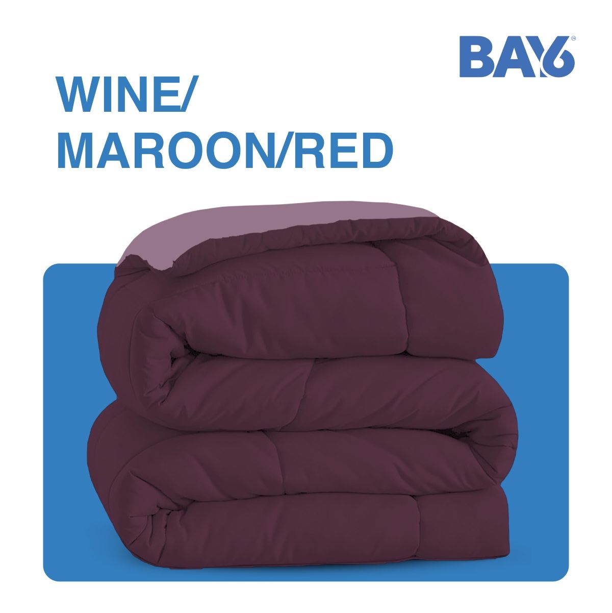 BAY6 Microfibre Solid Colour Double Bed Comforter - Wine Red | 210 x 220 cm
