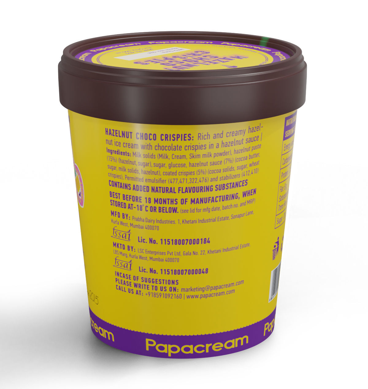 Papacream Icecream - Hazelnut Choco Crispies