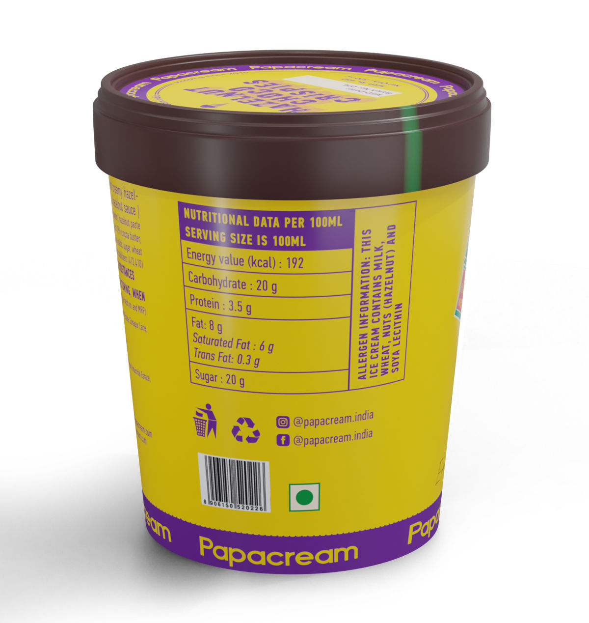 Papacream Icecream - Hazelnut Choco Crispies