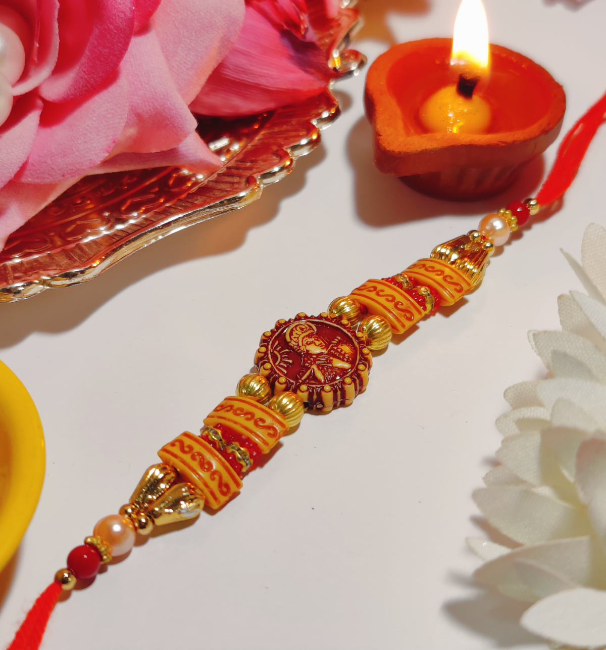 House Of Festivals Krishna Pendant Rakhi With Double Moti Dori - Divine and Elegant