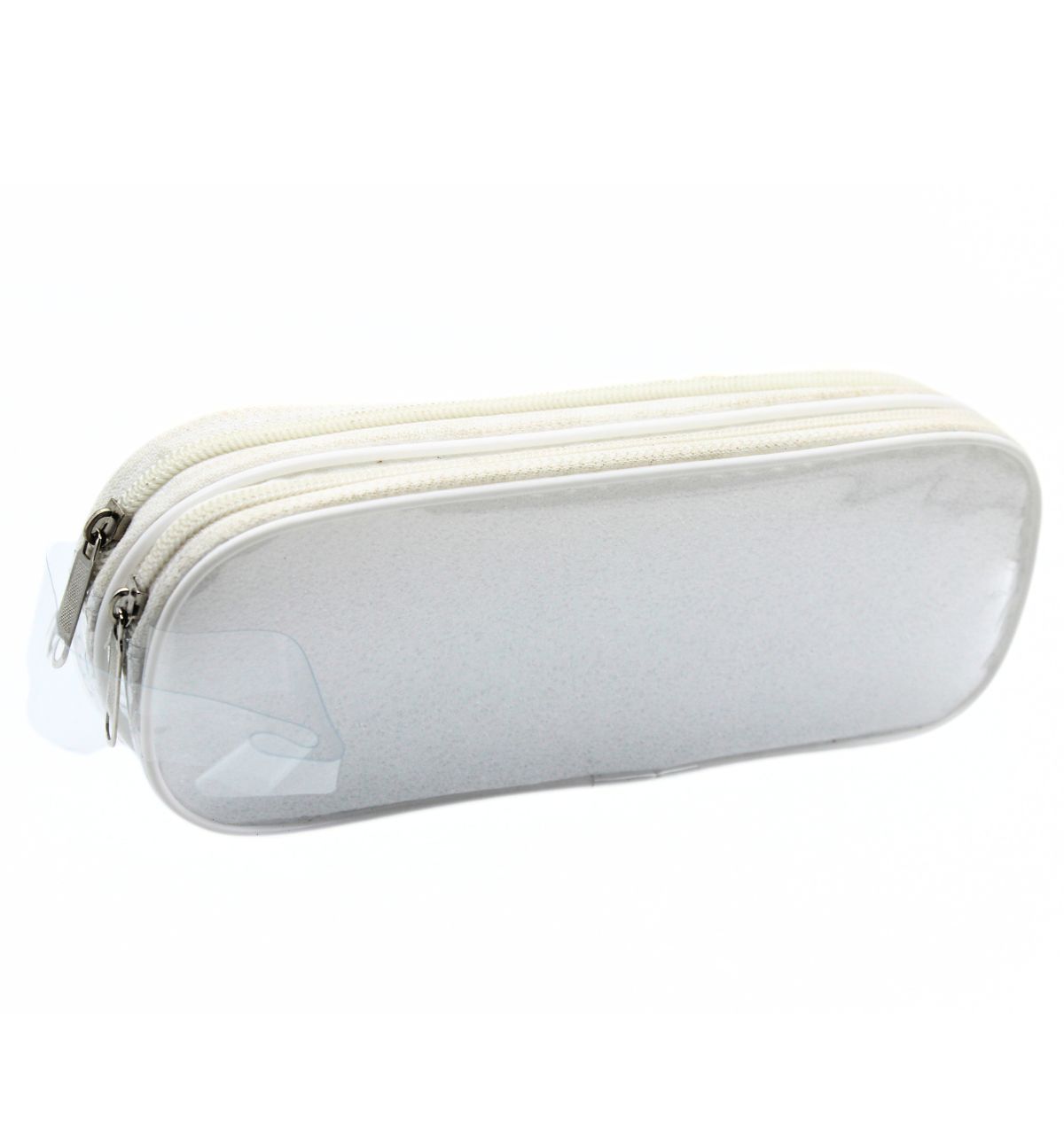 Double Zipper Transparent Stationery/Travel Pouch, Assorted Color, Large Size