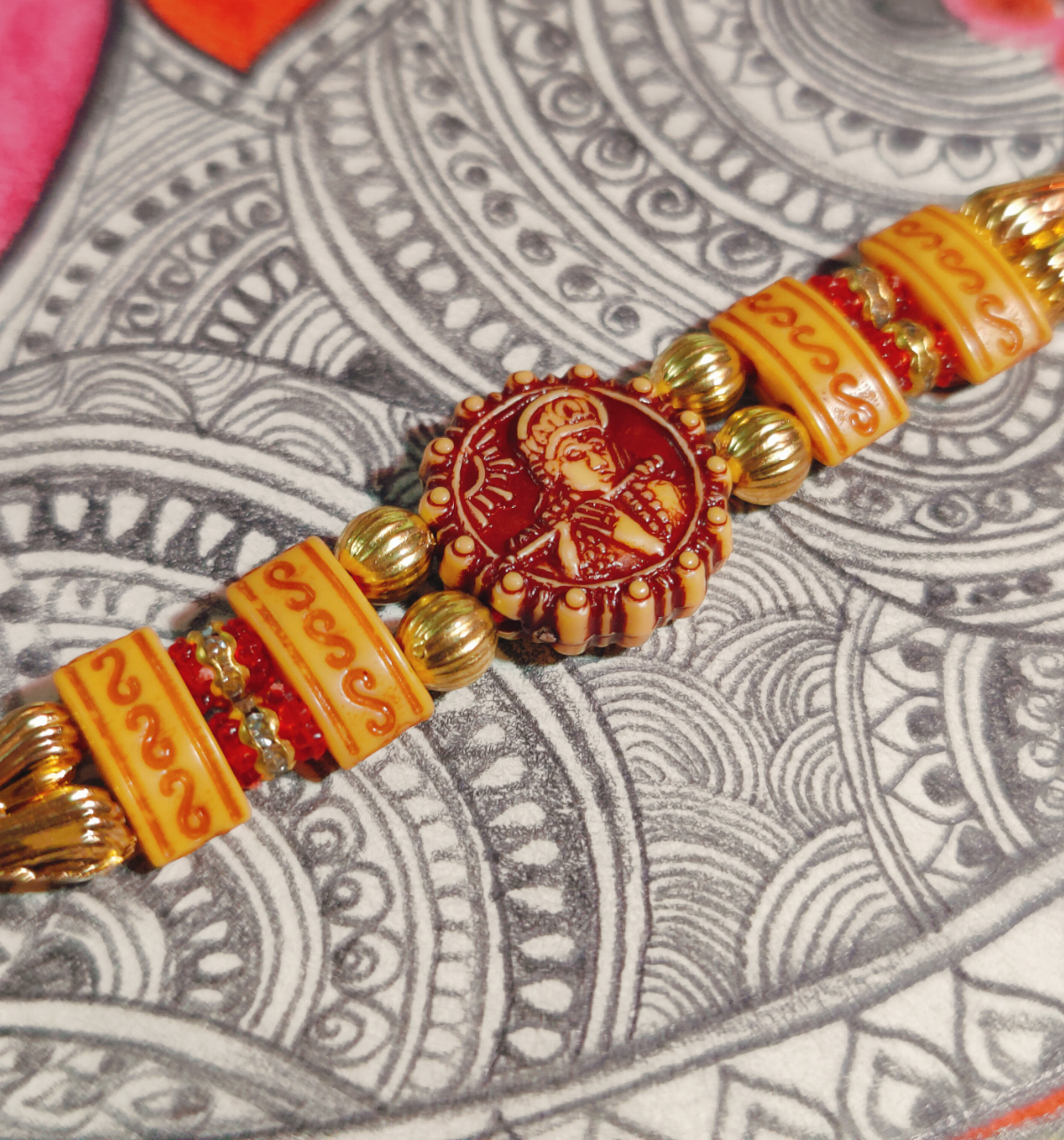 House Of Festivals Krishna Pendant Rakhi With Double Moti Dori - Divine and Elegant