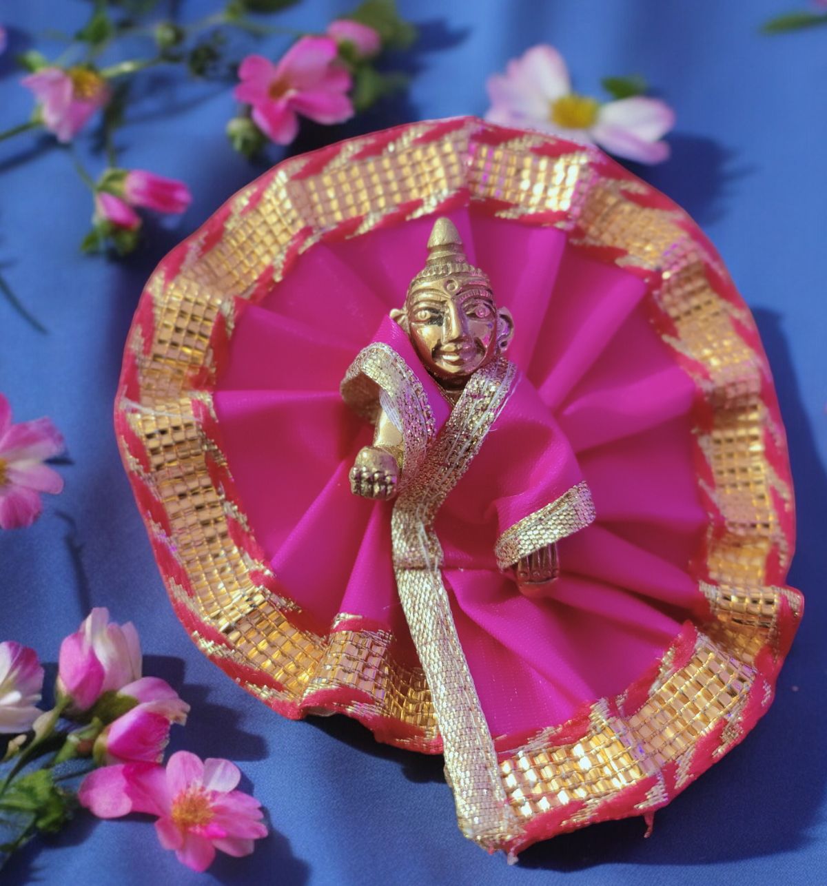 House Of Festivals Ladoo Gopal Gold Border Poshak | Size 1 (Colour May Vary)