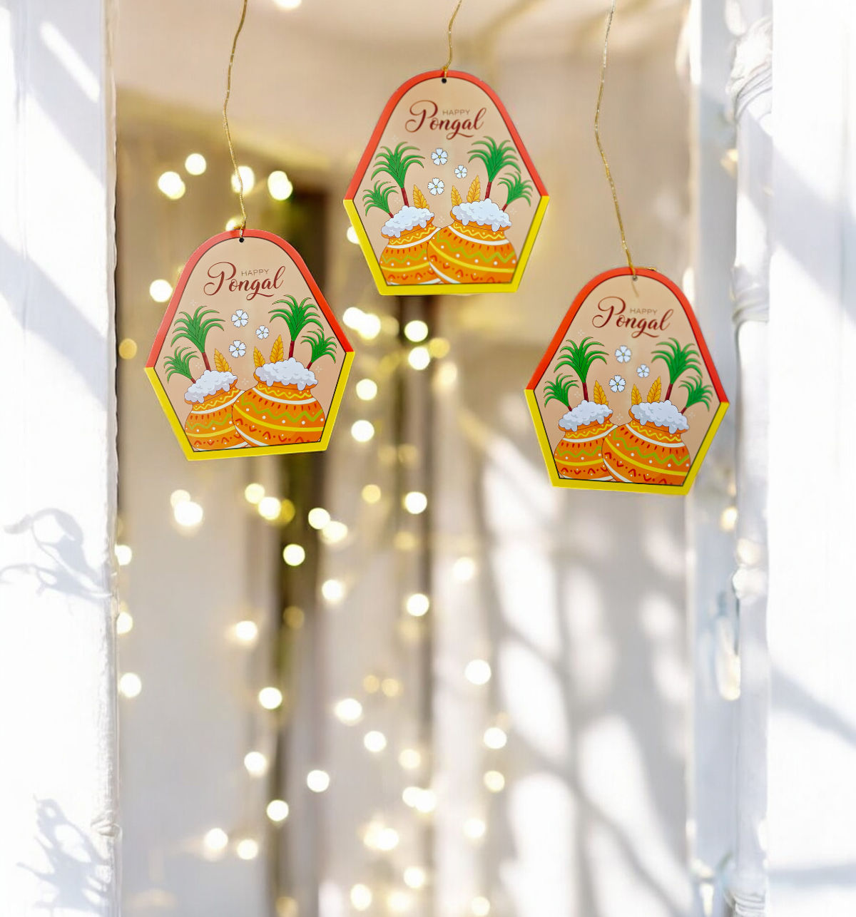 House Of Festivals | Happy Pongal - Paper Wall Hanging | Pack of 10