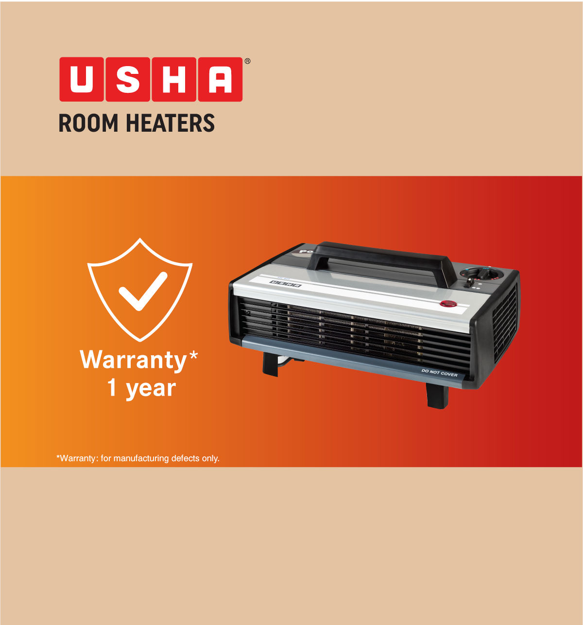 Usha Heat Convector (2000W, 2-Speed Operation, Adjustable Stand, Carry Handle, Hc423, Black)