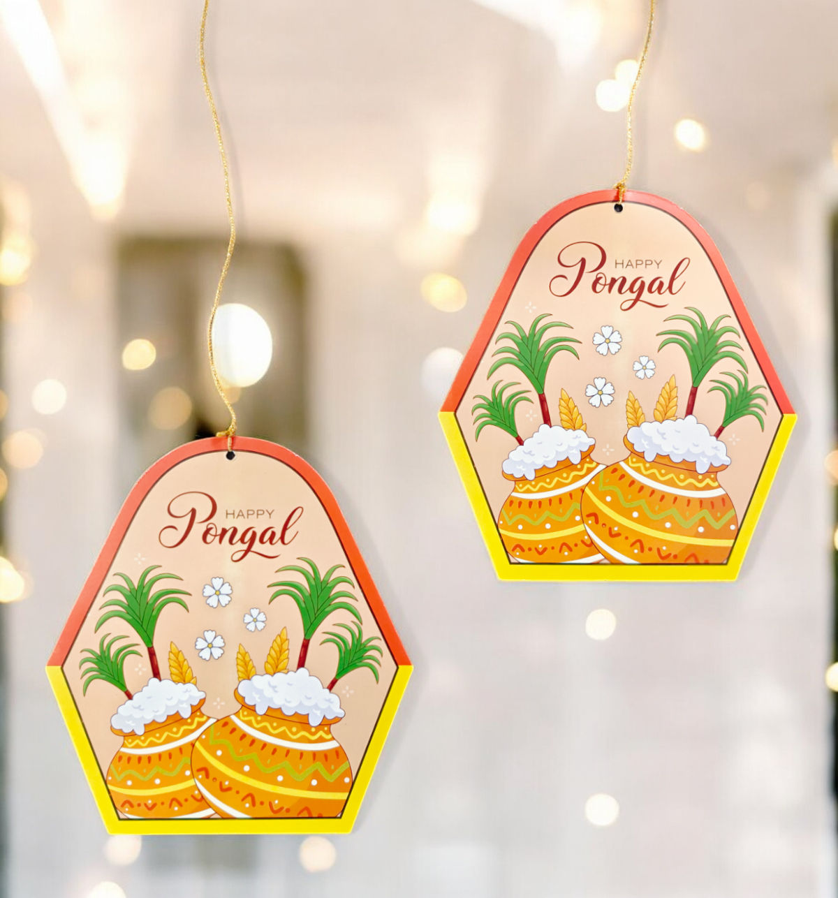House Of Festivals | Happy Pongal - Paper Wall Hanging | Pack of 10