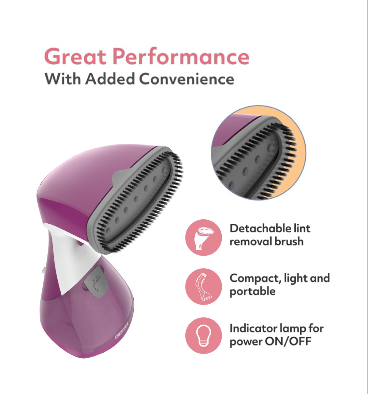 Usha Garment Steamer Techne 1000 (920W, Continious Steam Output Up To 21G/Min, 200Ml Tank, Purple)