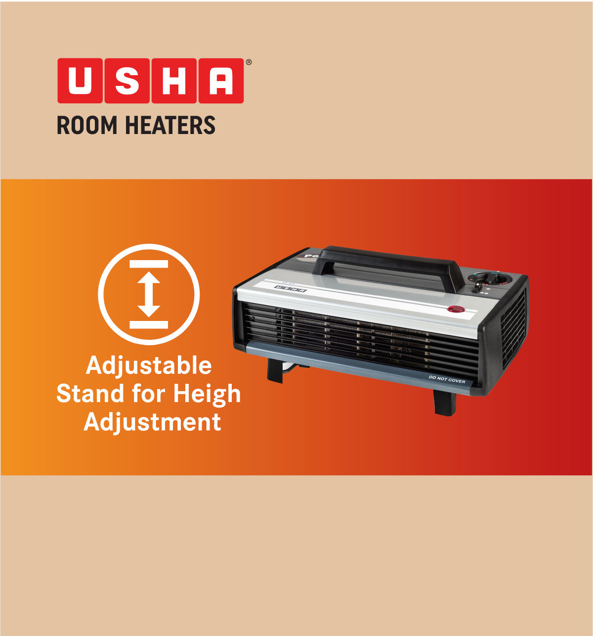 Usha Heat Convector (2000W, 2-Speed Operation, Adjustable Stand, Carry Handle, Hc423, Black)