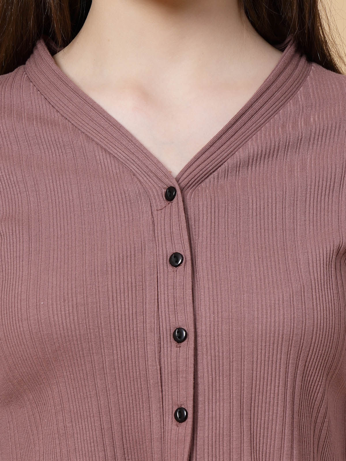 Rigo Women Rib Crop Top | Mauve - S
