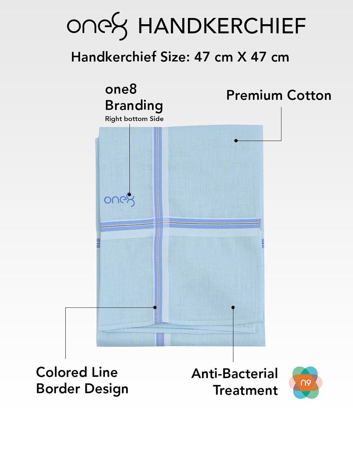 One8 Men's Solid Cotton Handkerchief | Assorted