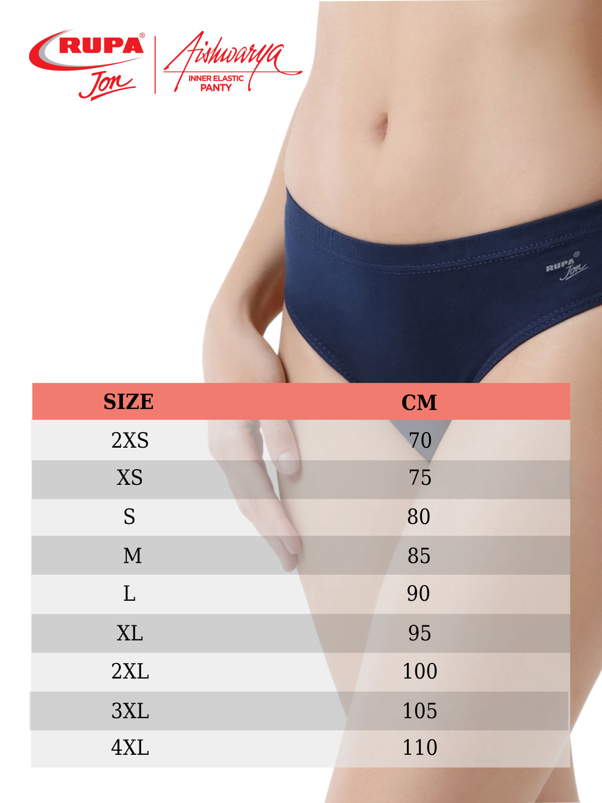 Rupa Jon Solid Panty - Cotton | Soft Fit & Inner Elastic Comfort | Assorted - L
