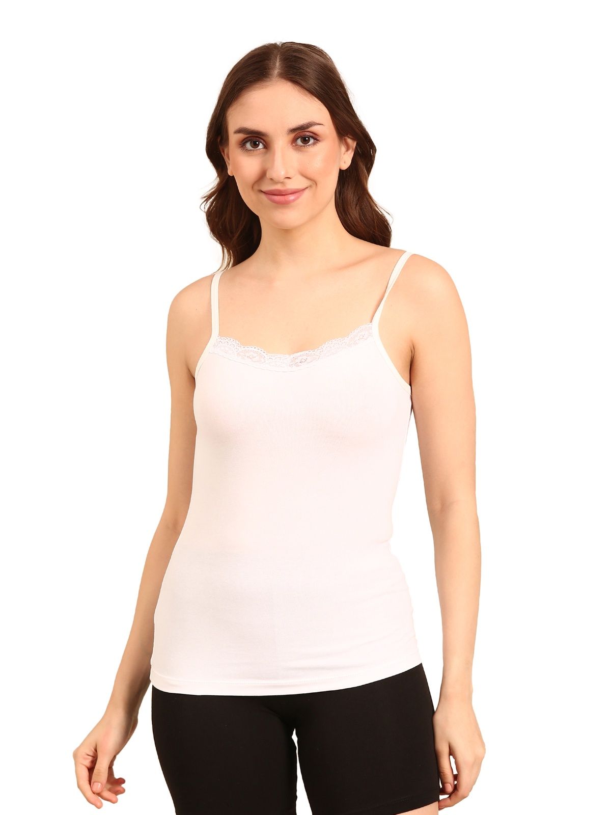 Pepe Jeans Premium Cotton Elastane Lace Camisole | Breathable And Comfortable, White, Xl