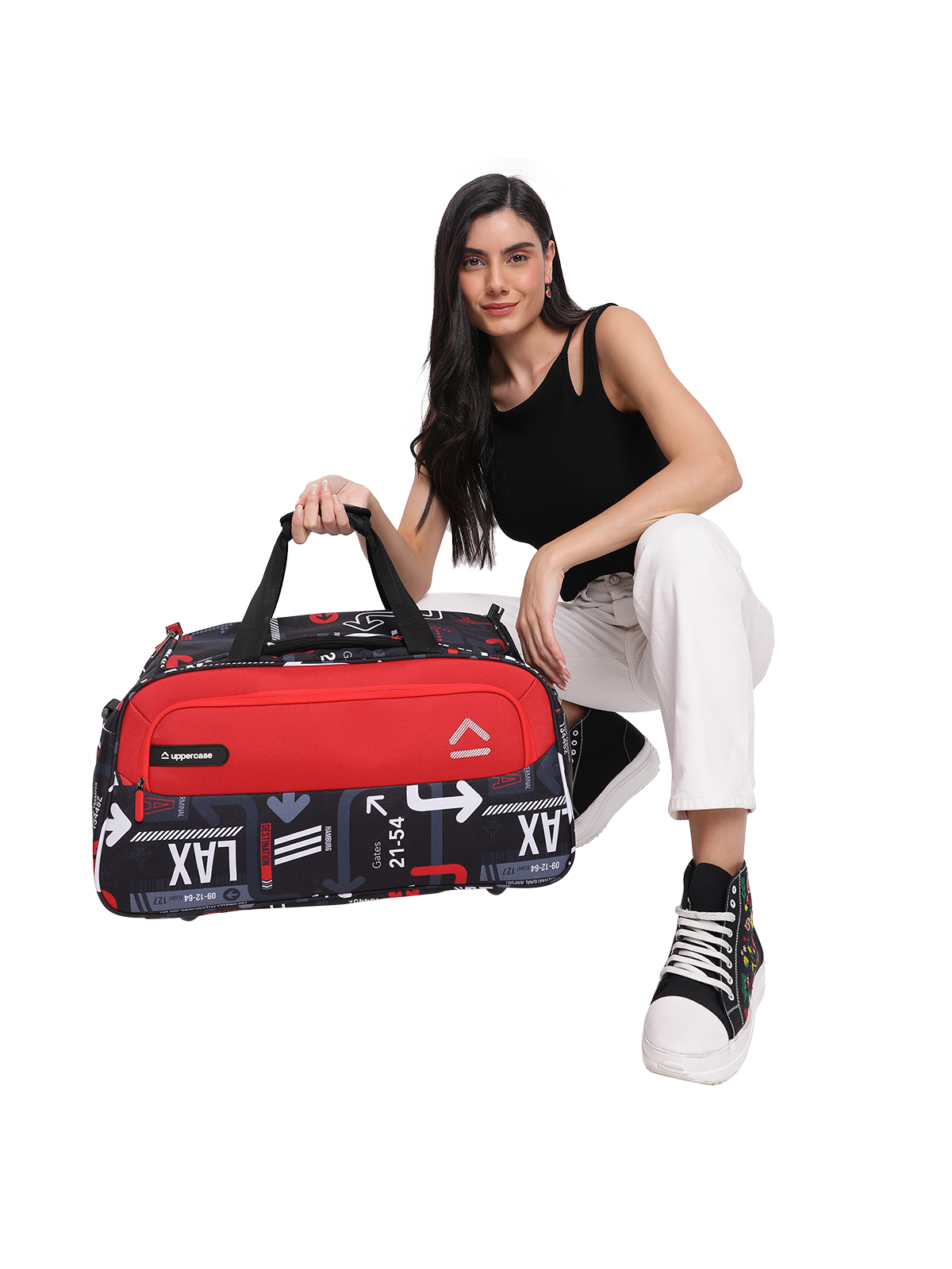 Uppercase Unisex Graphic Polyester 44 L Top Handle Duffle Bag | Red