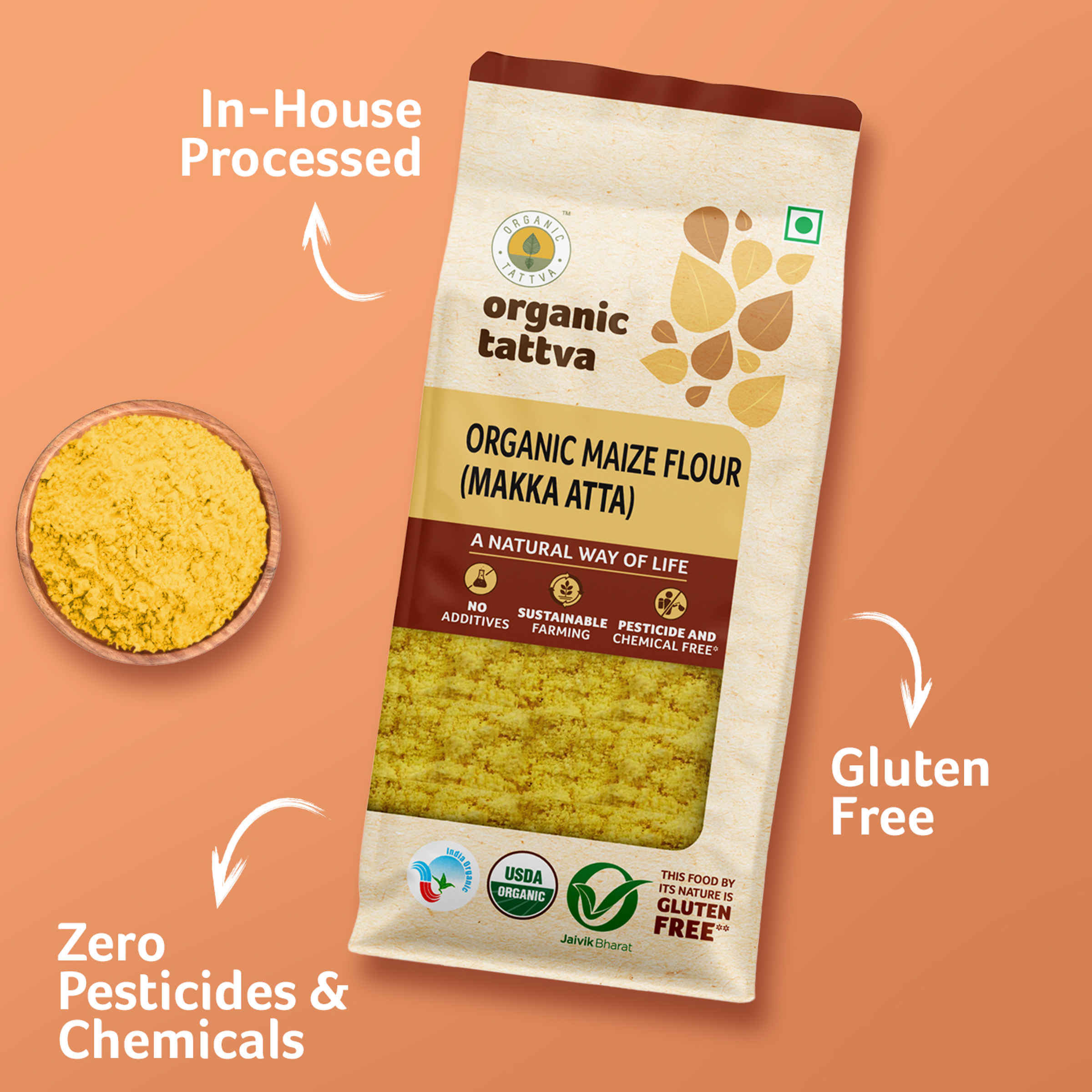 Organic Tattva Makki Atta/ Maize Flour - Image 7