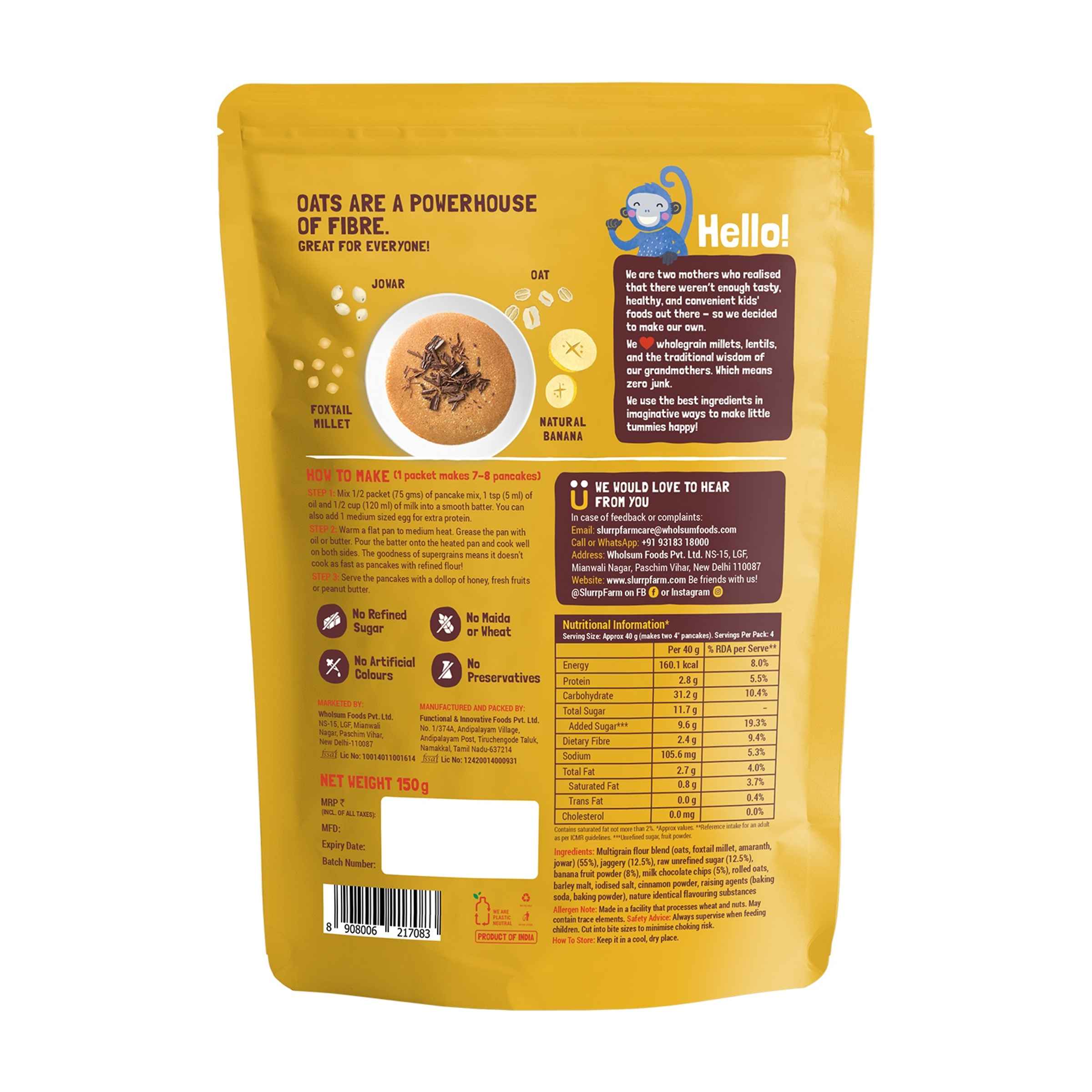 Slurrp Farm Banana Choco-Chip Millet Pancake Mix | No Maida - Image 3