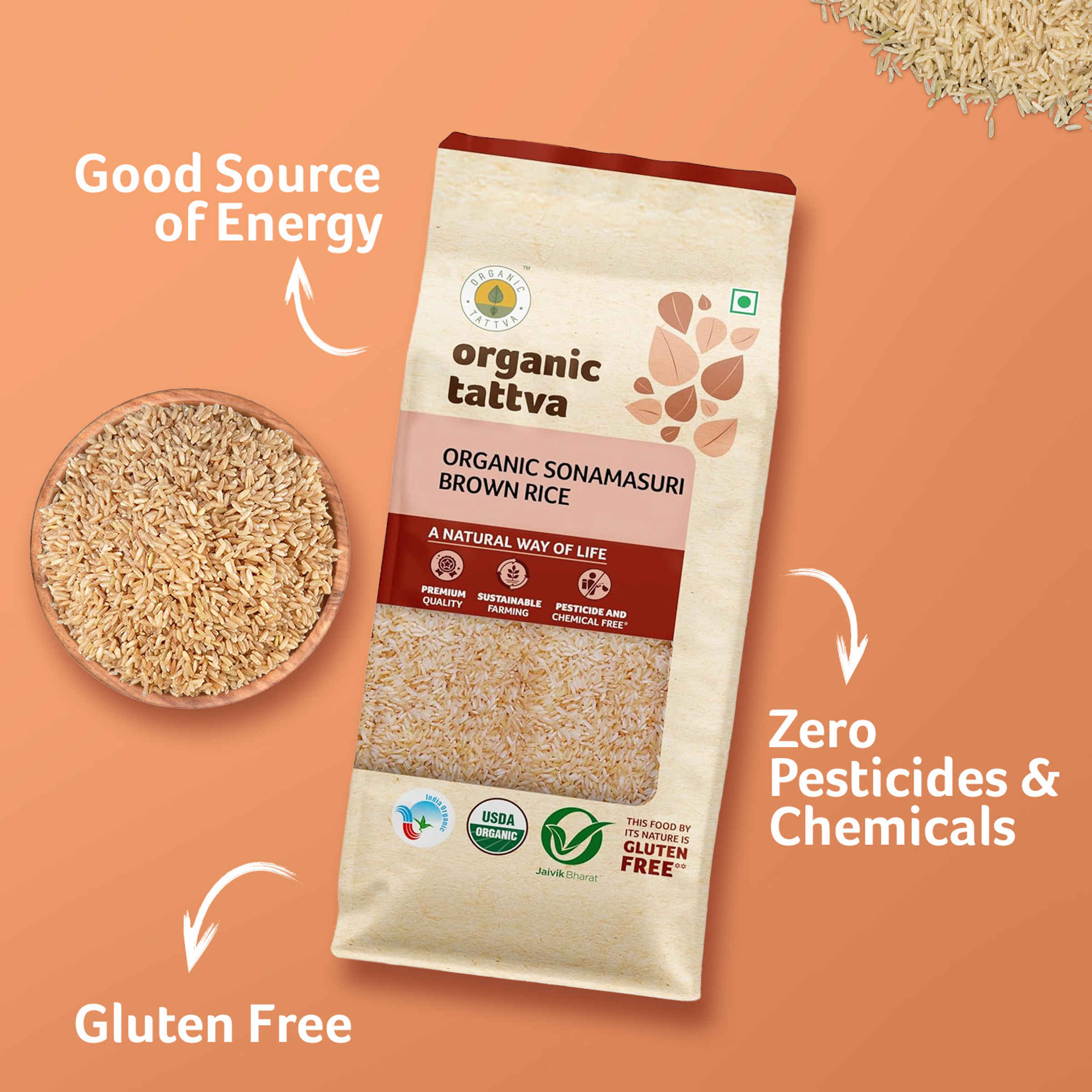 Organic Tattva Sonamasuri Rice Brown - Image 8