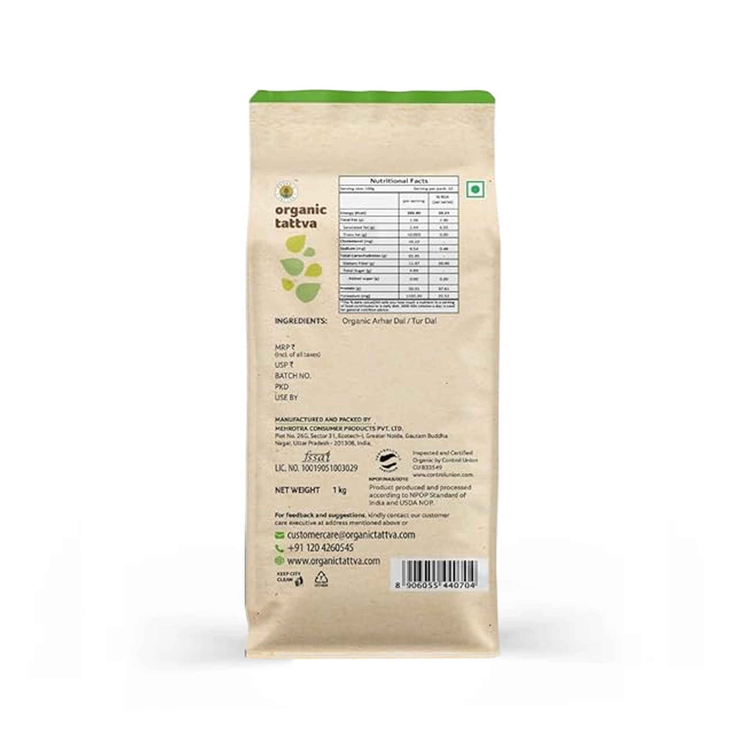 Organic Tattva Tur Dal Pouch - Image 3