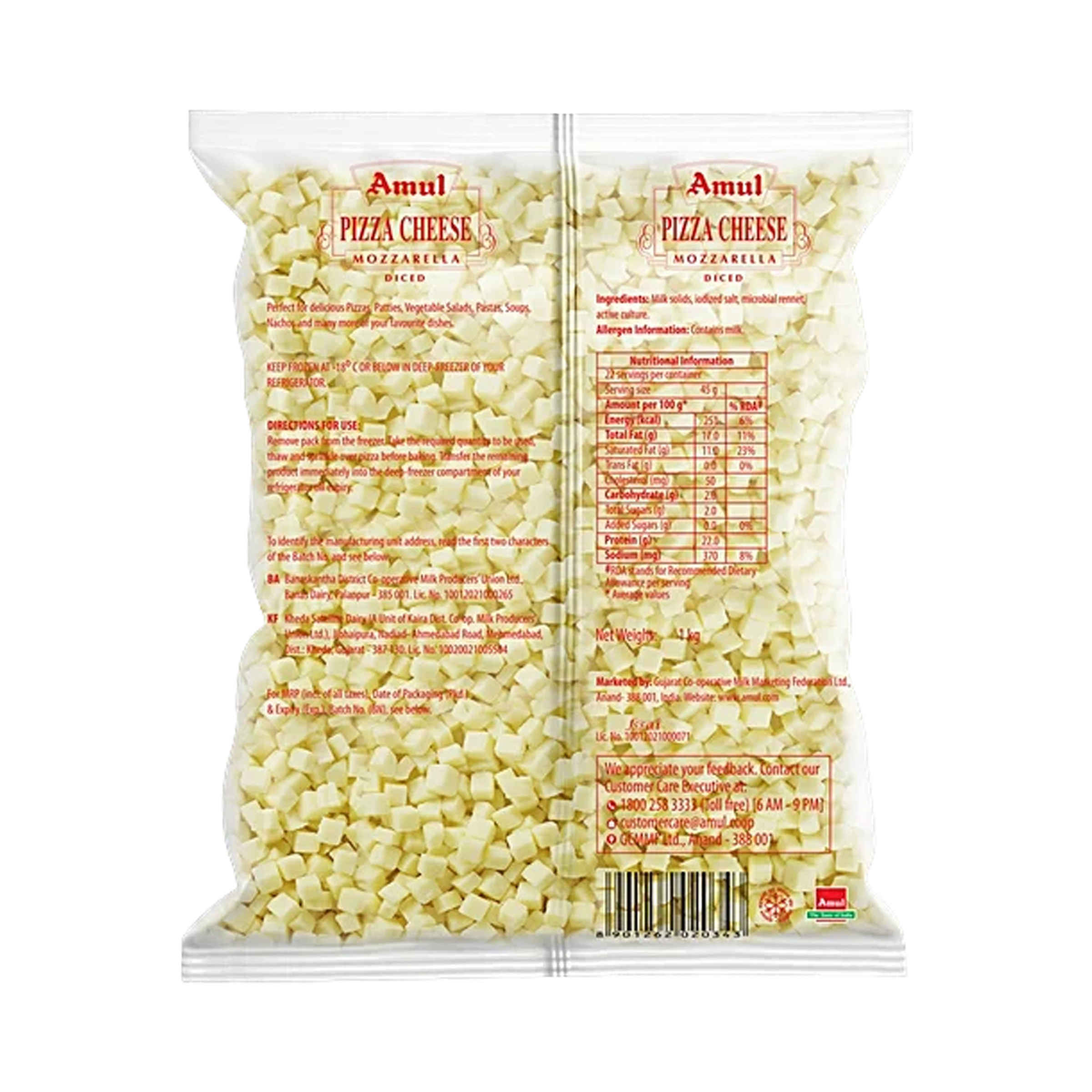 Amul Pizza Cheese Mozzarella Diced - Image 3