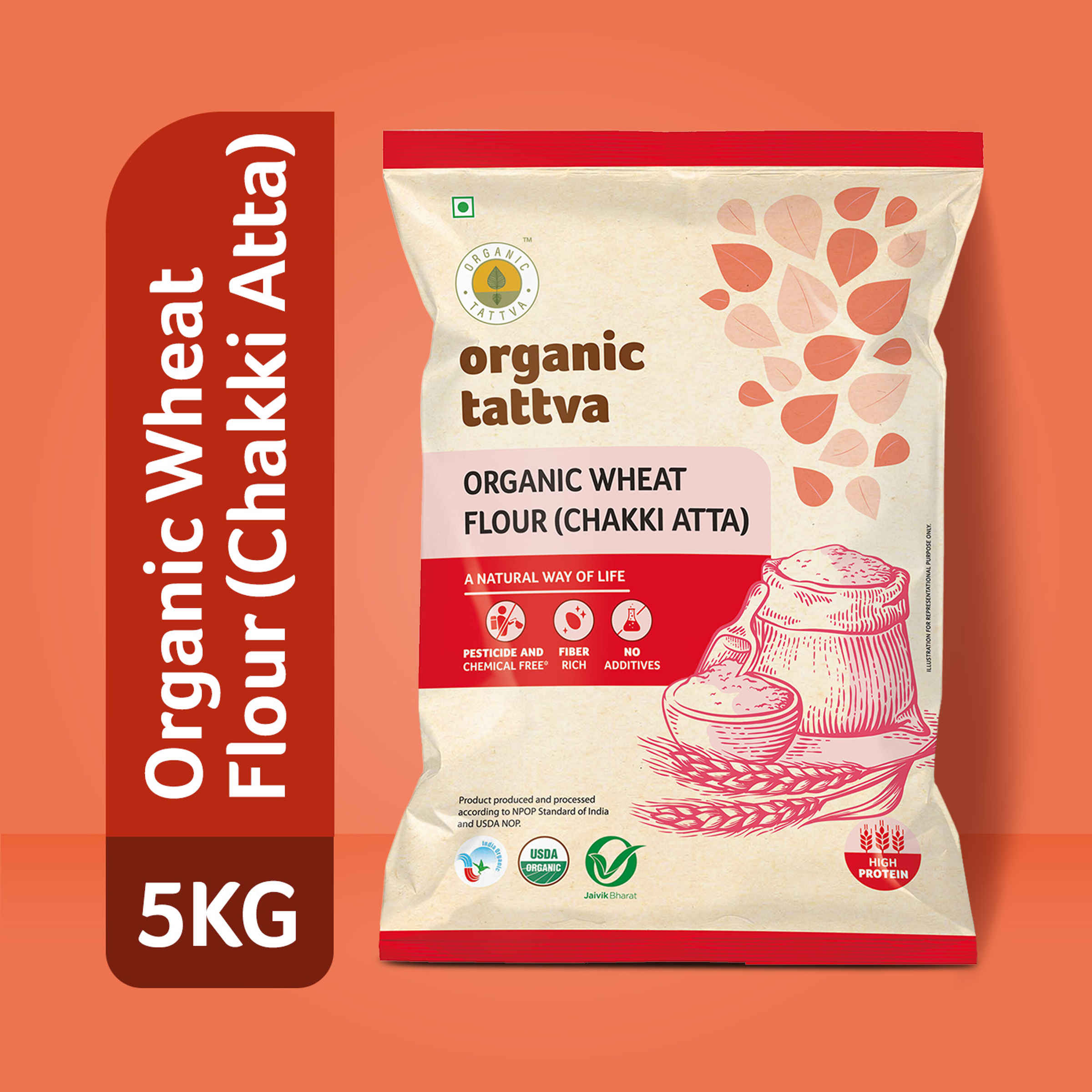 Organic Tattva Whole Wheat Flour | Chakki Atta | 0% Maida - Image 10