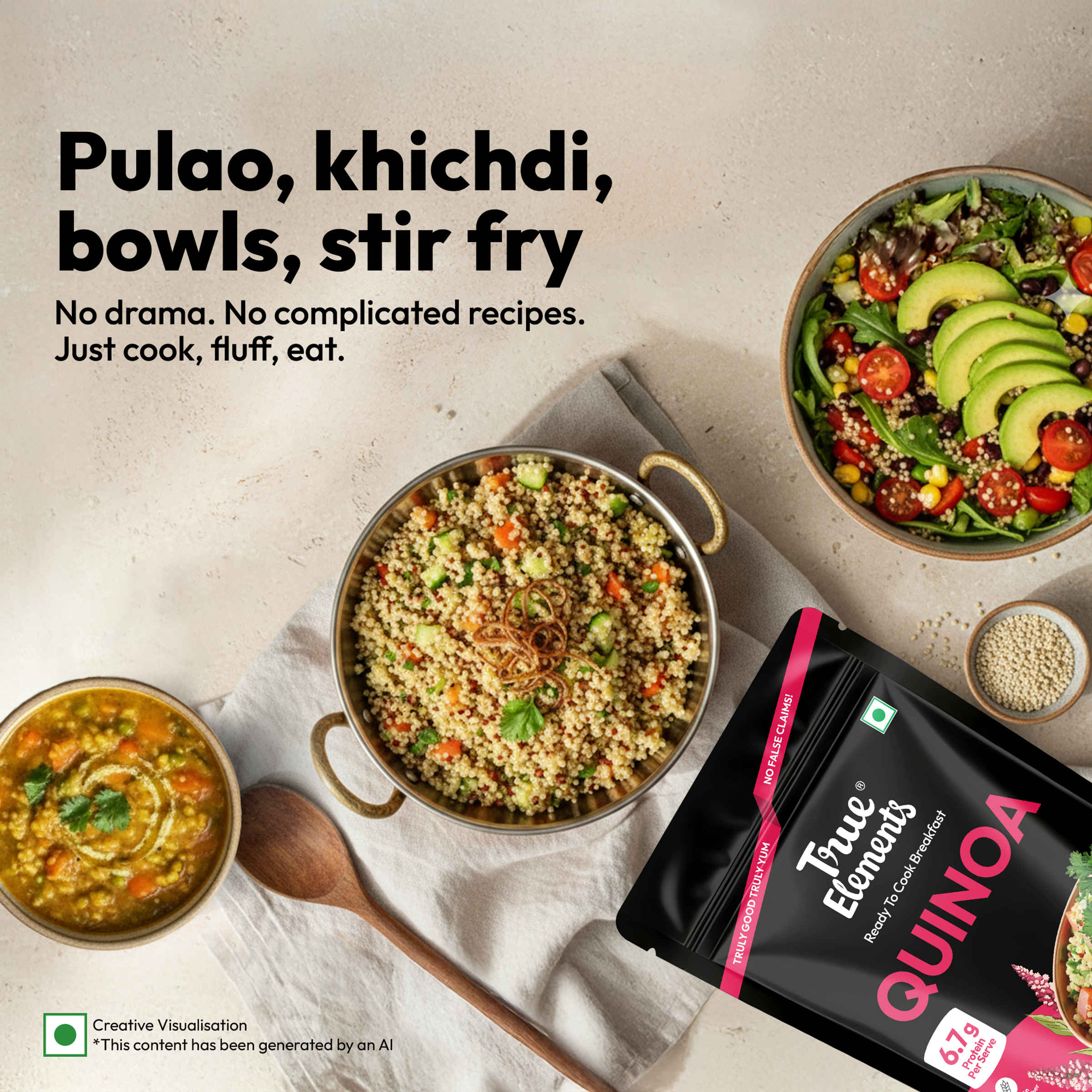 True Elements Wholegrain premium Quinoa | Gluten Free Quinoa Seeds | 6.7g Protein - Image 7