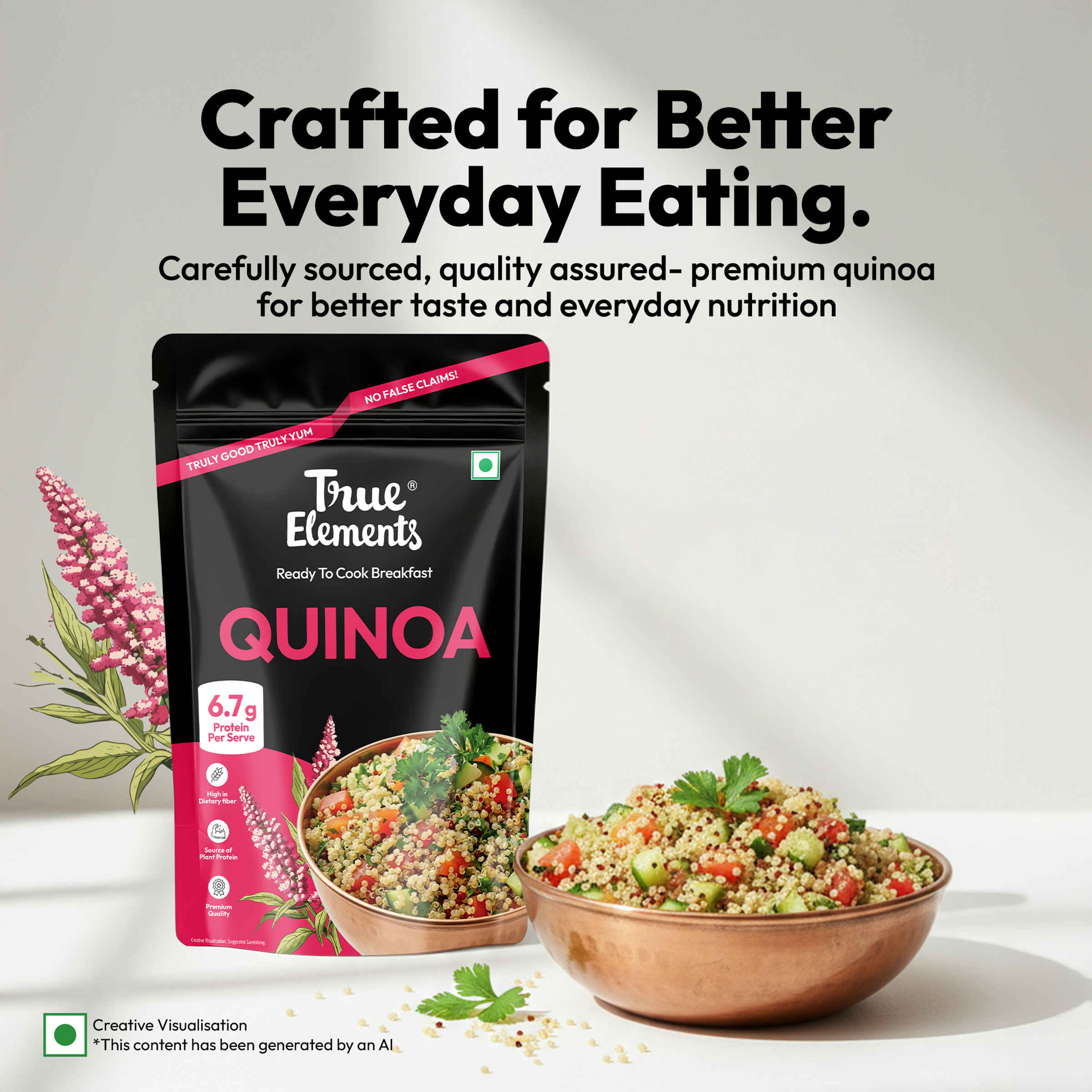 True Elements Wholegrain premium Quinoa | Gluten Free Quinoa Seeds | 6.7g Protein per serve - Image 9