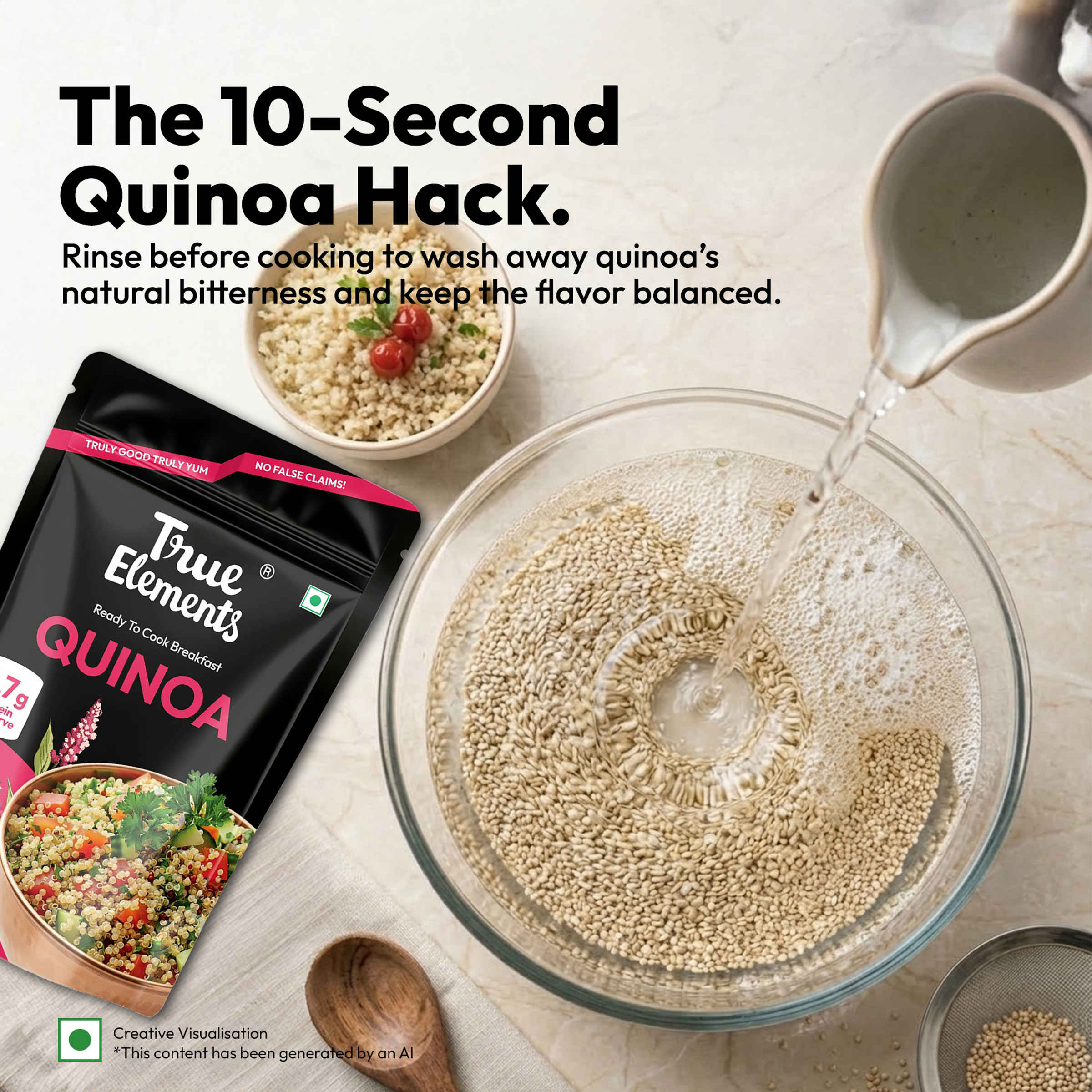 True Elements Wholegrain premium Quinoa | Gluten Free Quinoa Seeds | 6.7g Protein - Image 9