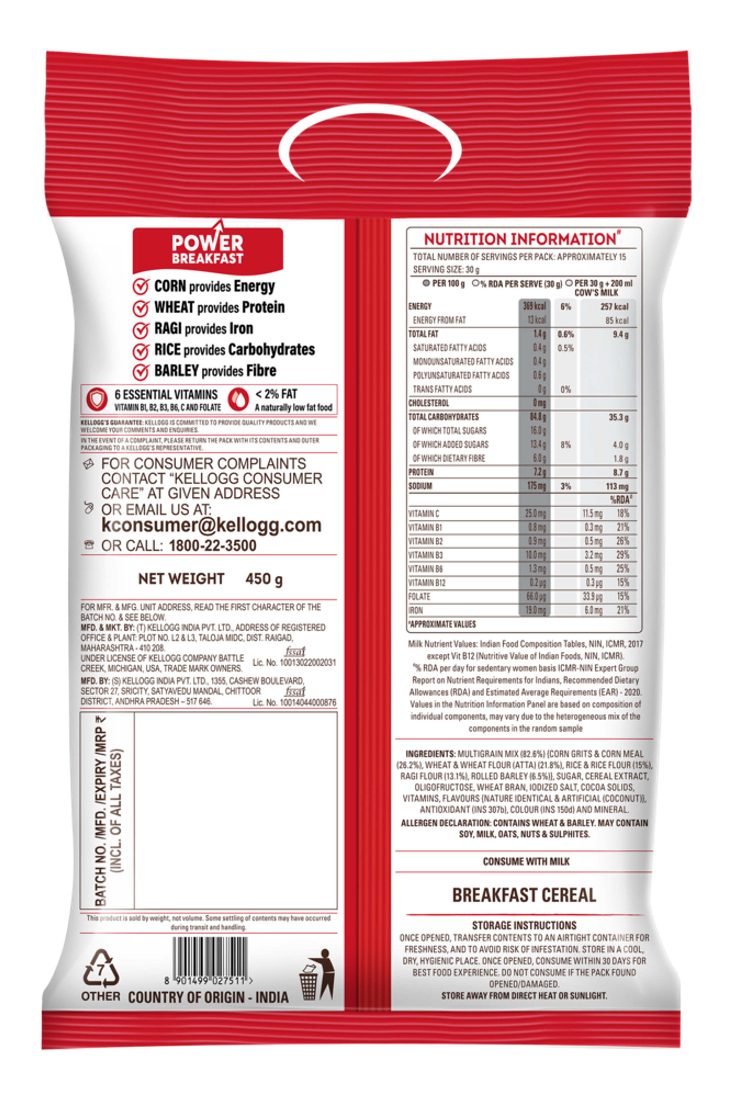Kellogg's Multigrain Plus Corn Flakes | Power of 5 Grains | 6 Vitamins - Image 4