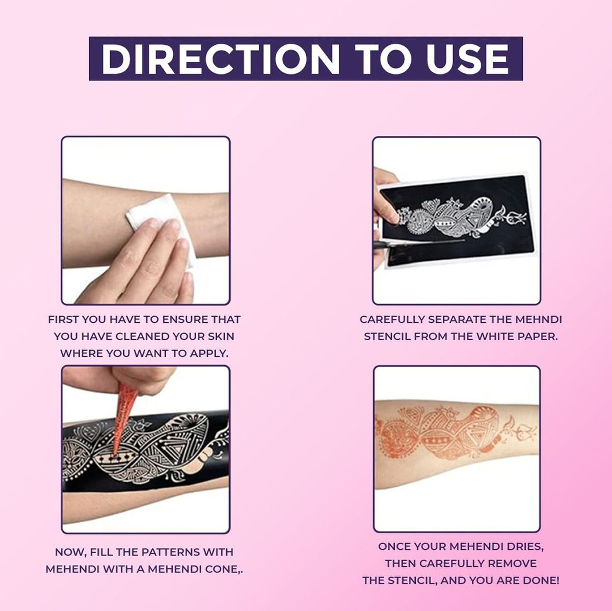 Sanfe Mehndi Stencil Assorted Set, Henna Tattoo Stencil/Sticker Style 7