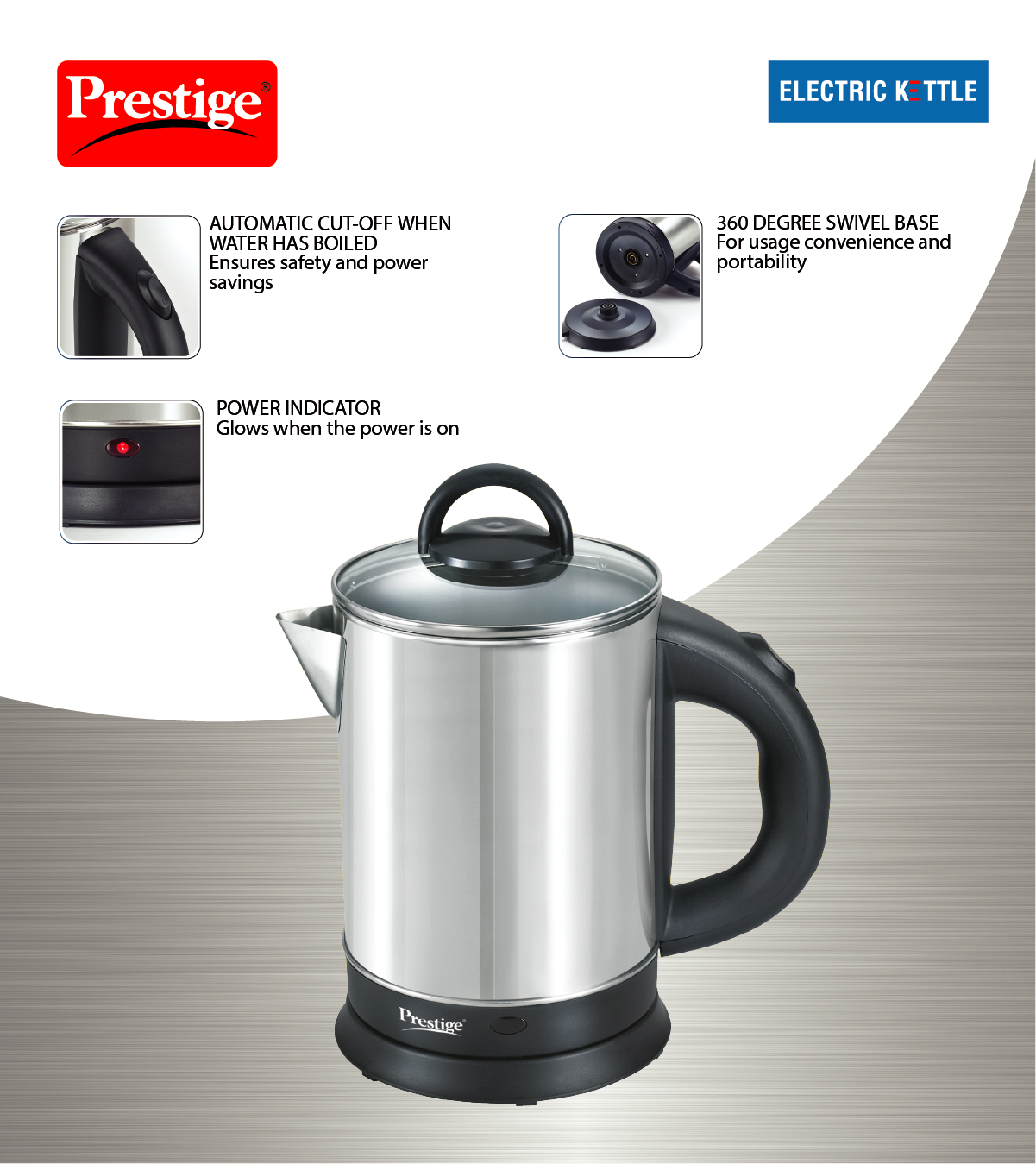Prestige Kettle 1.7L S S Glasslid Pkgss 1.7