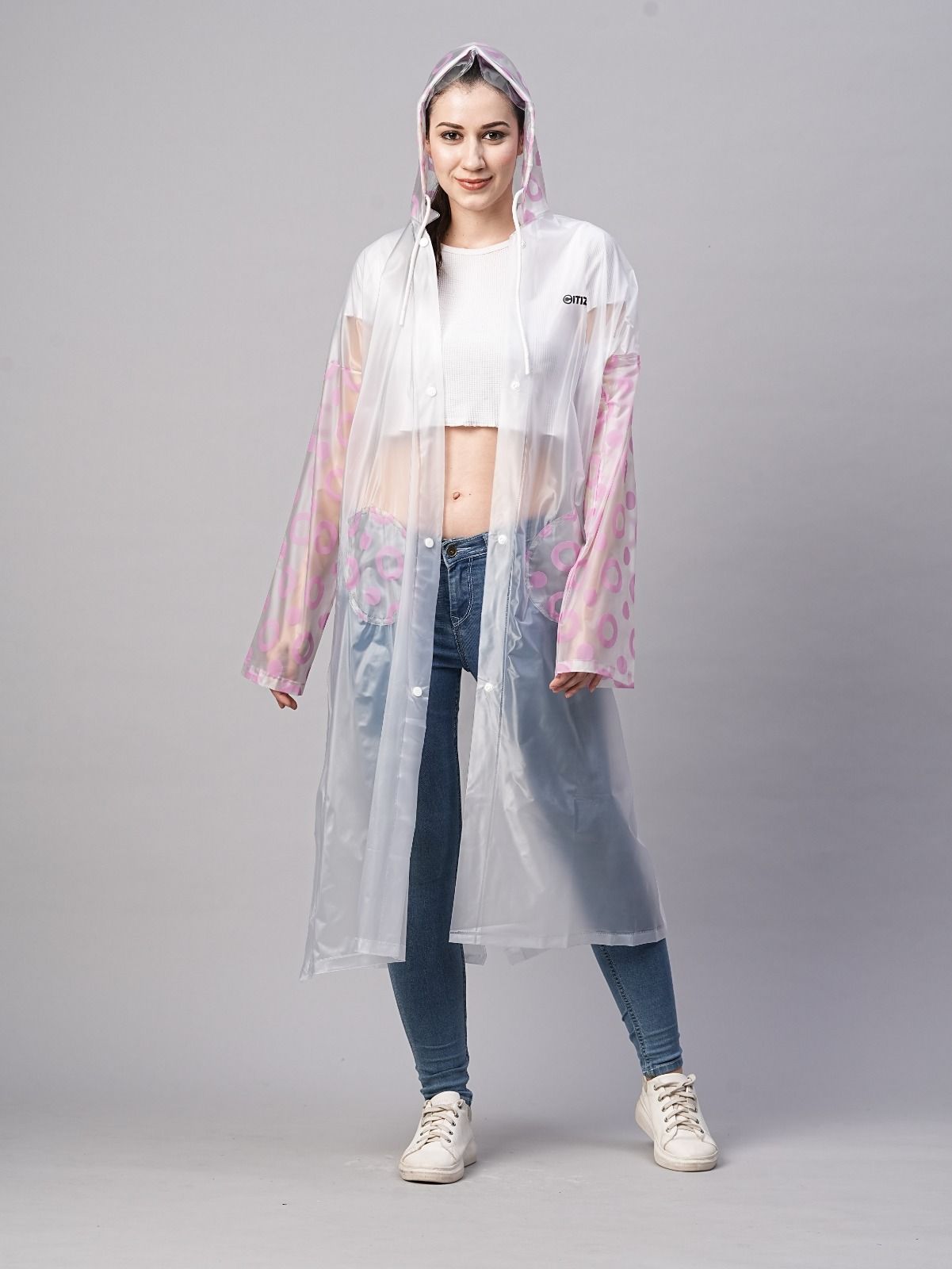 Citizen Ladies Pvc Printed Long Coat - Fixed Size