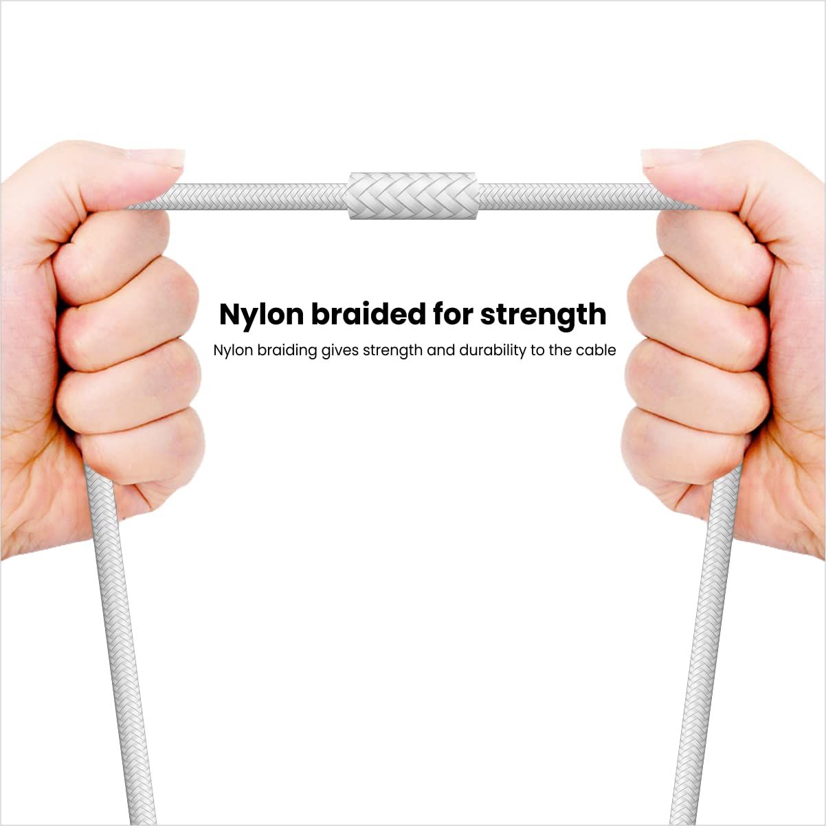 Portronics Konnect C1 (POR1647) Type C to Type C Cable | Nylon Braided | 1M Length - White