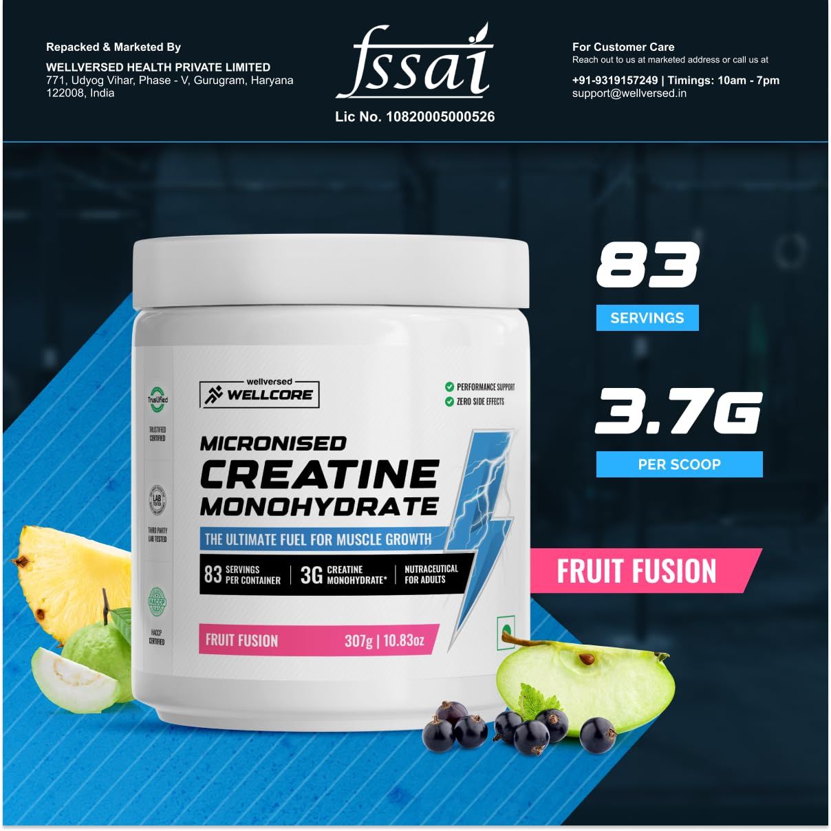 Wellcore Pure Micronised Creatine Monohydrate Fruit Fusion