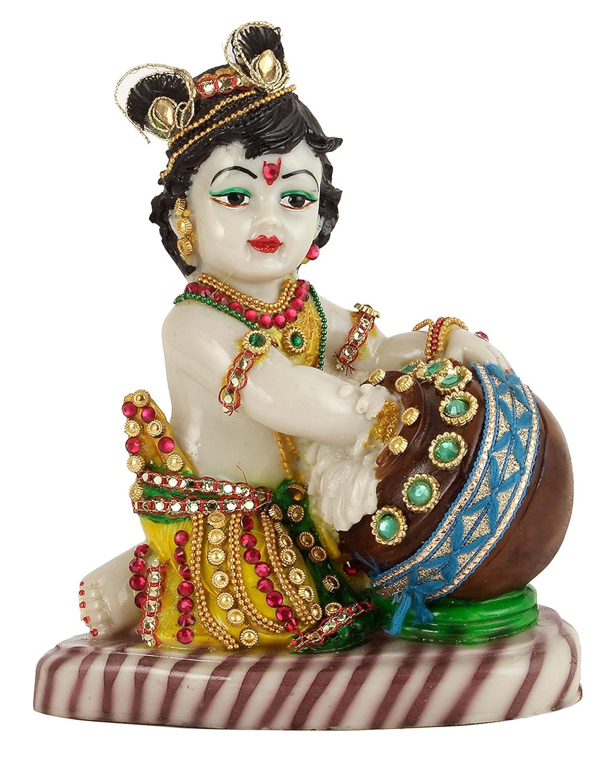 Tied Ribbons Lord Krishna Makhan Chor Idol Statue Showpiece